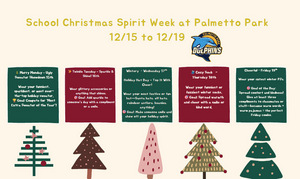 Holiday Spirit Week starts on Monday, December 15th!
